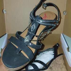 Jellypop Rabell Black Wedge Heels